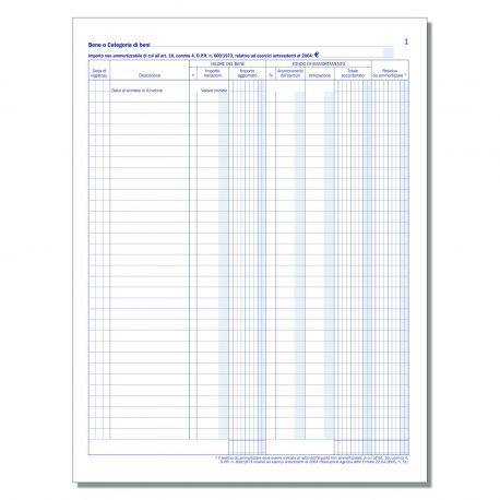 Registo beni ammortizzabili 97pg DU136826000