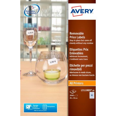 Etichette Avery L7115-REV 26x16 rim.20f/102et.