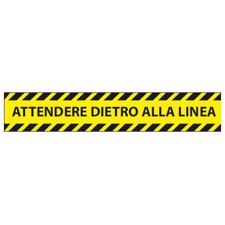 Adesivi PVC ATTENDERE DIETRO ALLA LINEA 45x8 confezione 5pz