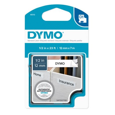 Nastro Dymo D1 12mm 45013 ne/bia