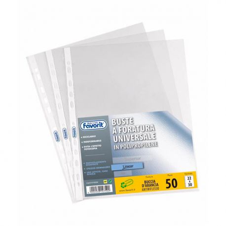 Buste in plastica perforazione universale 22X30 cf.100pz antiriflesso medio spessore