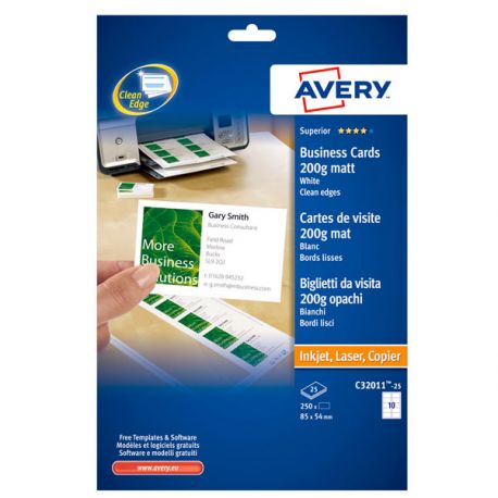 Bigl. visita Avery 25fg C32011 laser 85x54mm