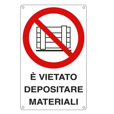 Cartello alluminio 27x43 VIETATO DEPOSITARE MAT.