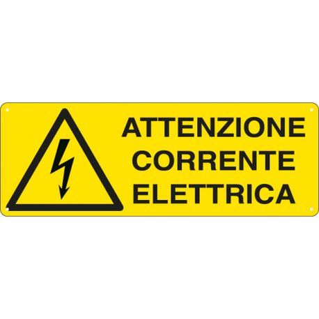 Cartello alluminio 35x13 ATT.CORRENTE ELETTRICA