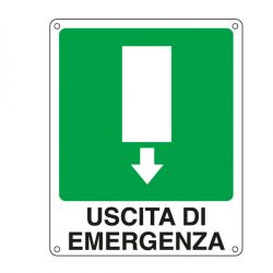 Cartello alluminio 25x31 USCITA EMERGENZA SOTTO