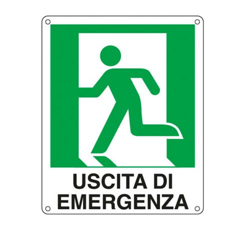 Cartello alluminio 25x31 USCITA EMERGENZA SX