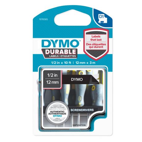 Nastro Dymo Durable D1 12X3 Bianco/Nero Perm.