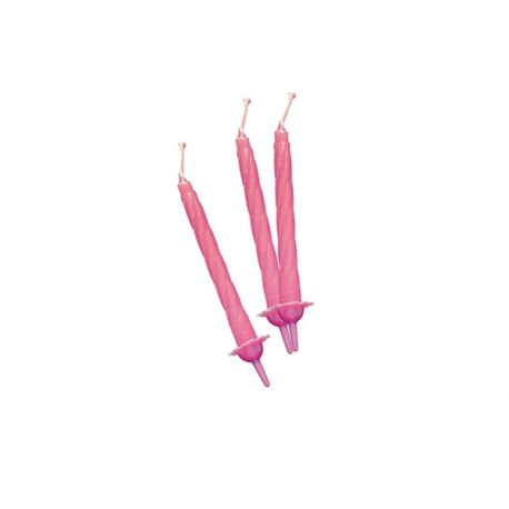 12 CANDELINE C/SUPPORTO H. 8CM ROSA BIG PARTY