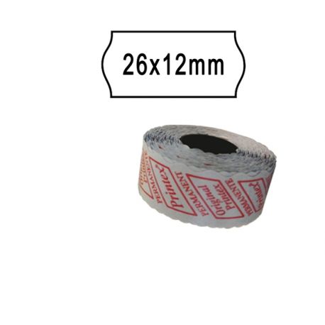 Cf.10 rotoli etich. rem. 26x12 bianco Printex