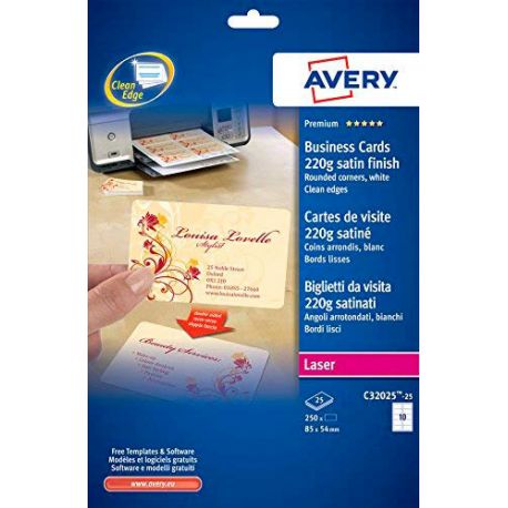 Bigl.visita Avery 250pz C32016 54x85 laser/ink