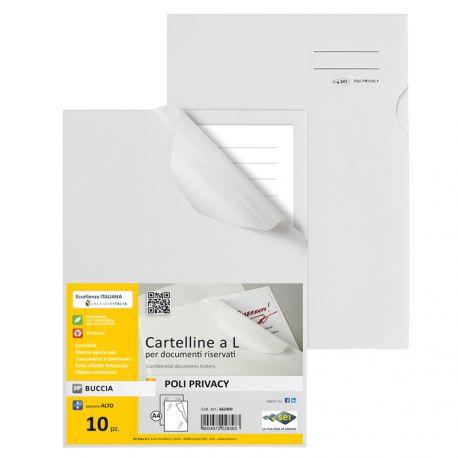 CARTELLINE PL "L" 22X30 POLY PRIVACY BIANCO CF.10