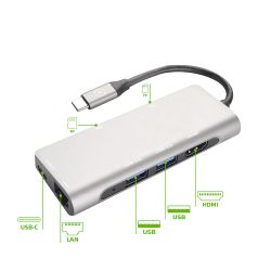 Adattatore Tipo C-Hub 2 Usb/1Usbc/1Lan/1Hdmi