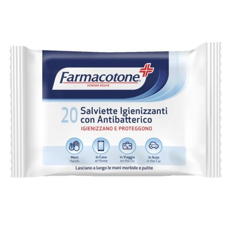 20 SALVIETTE IGIENIZZANTI ANTIBATTERICO FARMACOT.