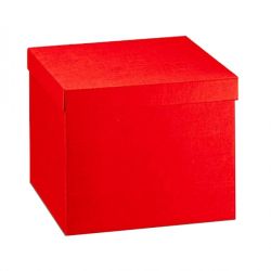 2PZ SCATOLA C/COPERCHIO 30X30X24CM SETA ROSSO