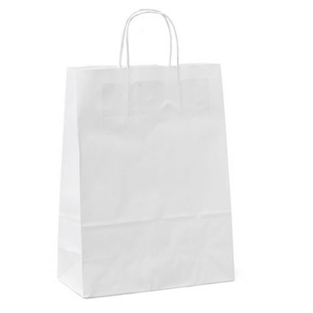 25 SHOPPERS CARTA 14X9X20CM BIANCO NEUTRO CORDINO