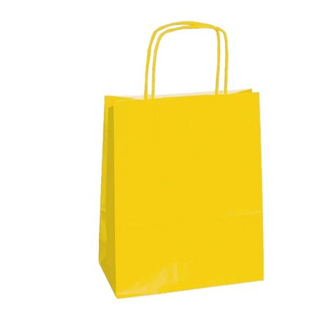 25 SHOPPERS CARTA KRAFT 18X8X24CM TWISTED GIALLO