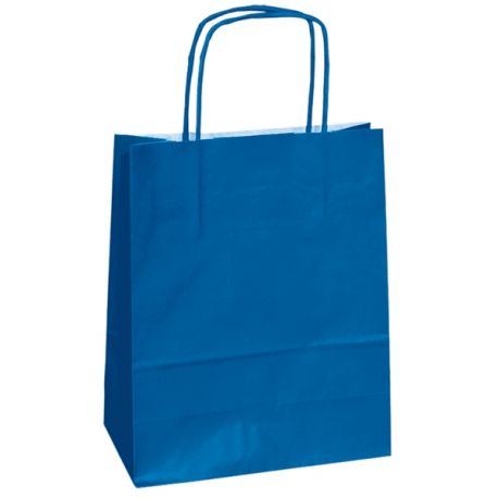 25 SHOPPERS CARTA KRAFT 14X9X20CM TWISTED BLU