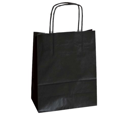 25 SHOPPERS CARTA KRAFT 26X11X34,5CM TWISTED NERO